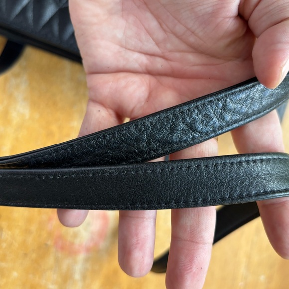 Camille Italian Leather Black Quilted Shoulder Purse - Picture 9 of 15